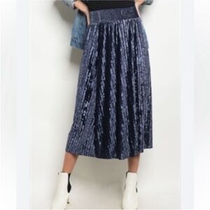 NWT Boutique Blue Crushed Velvet Skirt